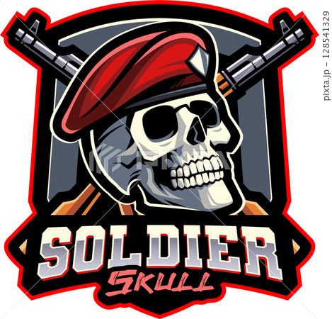 Skull soldier mascot 128541329