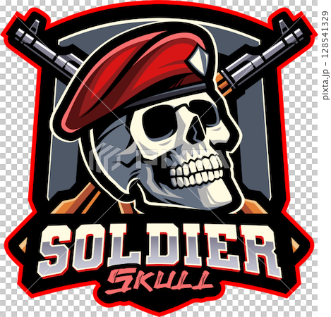 Skull soldier mascot 128541329