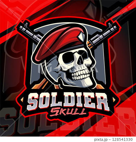 Skull soldier esport mascot logo design 128541330