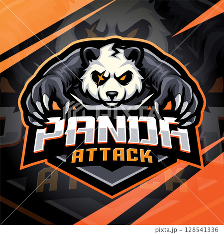 Panda attack esport mascot logo design 128541336