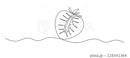 Strawberry one line illustration, continuous line isolated sketch, fruit doodle Strawberry one line illustration, continuous line isolated sketch, fruit doodle 128541364