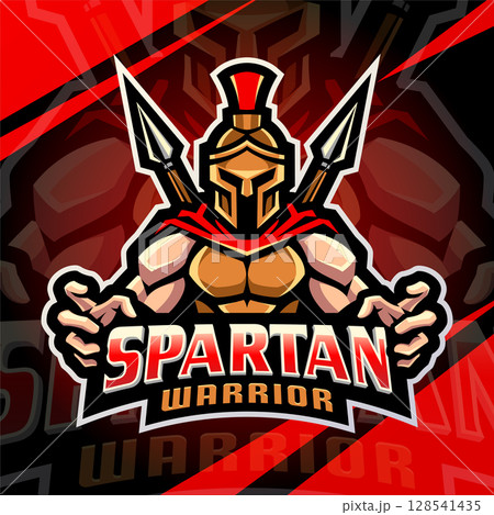 Spartan warrior esport mascot logo design 128541435