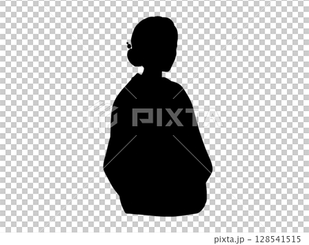 身穿日本服裝的女性的剪影插圖 128541515