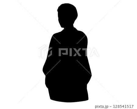 和服を着た男性のシルエットイラスト 128541517