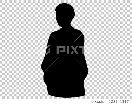 和服を着た男性のシルエットイラスト 128541517