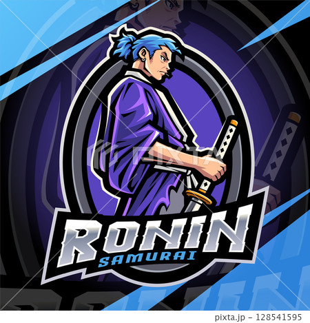 Ronin samurai esport mascot logo design 128541595