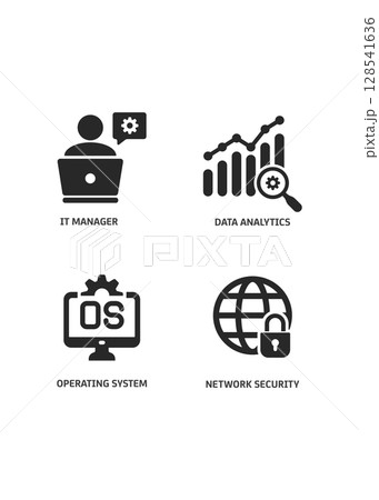 Vector illustration of information technology icon set Vector illustration of information technology icon set 128541636