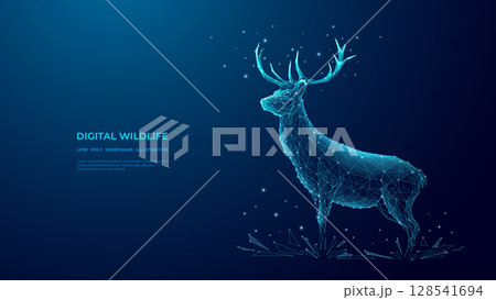Red Deer Are Standing in Grace. Abstract Digital Vector Illustration  128541694