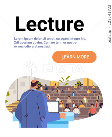 Lecture hall university professor teaching diverse students classroom audience academic education scene modern interior website banner Lecture hall university professor teaching diverse students classroom audience academic education scene modern interior website banner 128541722
