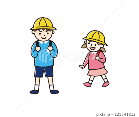 小学校中学年くらいの男の子と、小学校低学年の女の子 小学校中学年くらいの男の子と、小学校低学年の女の子 128541812