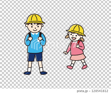A boy in the middle grades of elementary school and a girl in the lower grades of elementary school 128541812