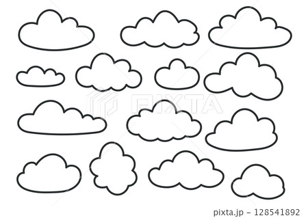 Simple cloud outline set in minimal black line style 128541892