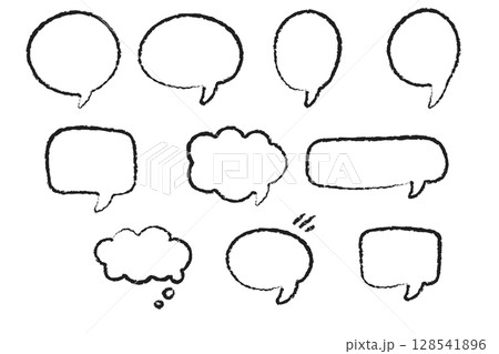 Charcoal sketch style speech bubbles set for comics Charcoal sketch style speech bubbles set for comics 128541896