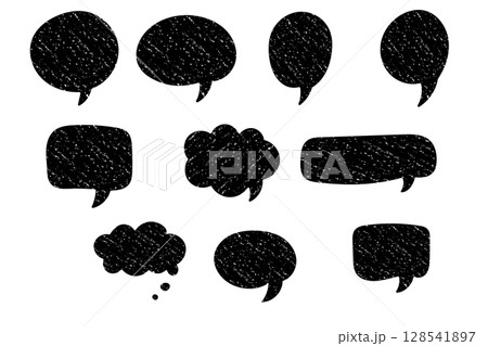 Black speech bubbles with chalk texture and comic style 128541897