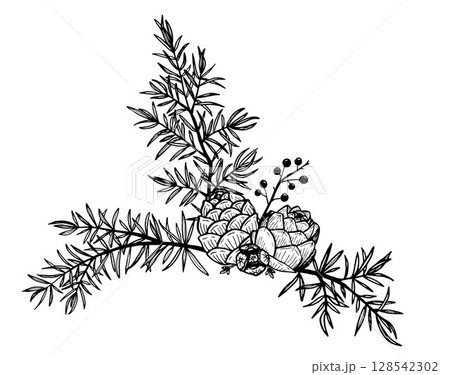 Pine forest bouquet composition vector 128542302