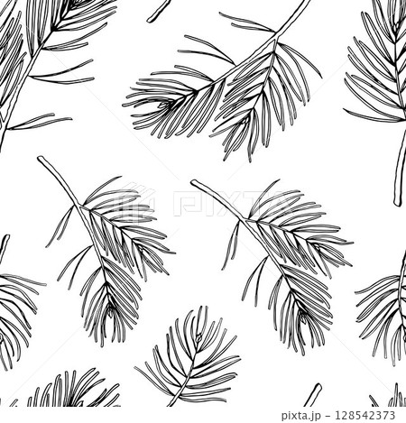 Pine branches vector seamless pattern Pine branches vector seamless pattern 128542373