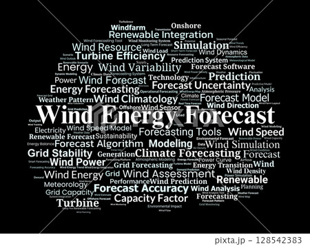 Wind Energy Forecast Word Cloud. Key Terms in Wind Speed, Modeling, and Power Integration 128542383
