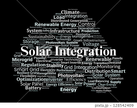 Solar Integration Word Cloud. Essential Topics on Renewable Energy and Grid Technology 128542409