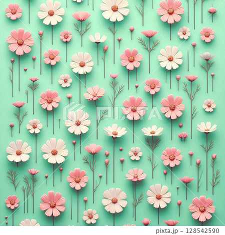 やわらかな色合いの花パターン 128542590