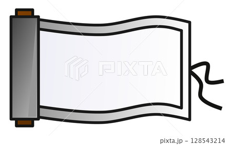 日本の歴史ある文章や記述を記載した巻物のイラスト 128543214