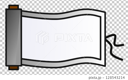 日本の歴史ある文章や記述を記載した巻物のイラスト 128543214