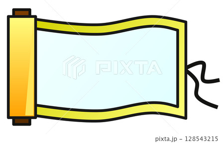 日本の歴史ある文章や記述を記載した巻物のイラスト 128543215