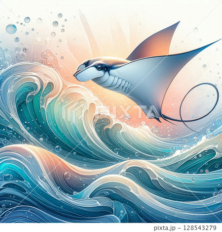 静かな海のエレガントな生き物 128543279