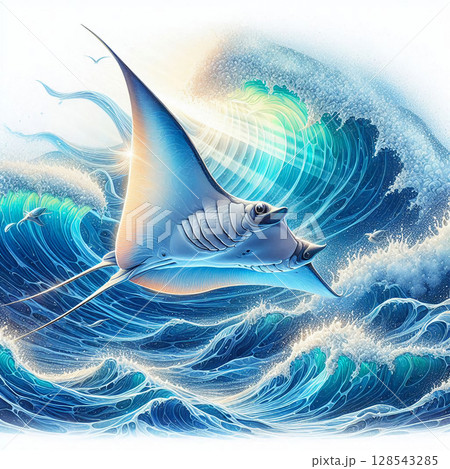 波に揺れる優美な姿 128543285