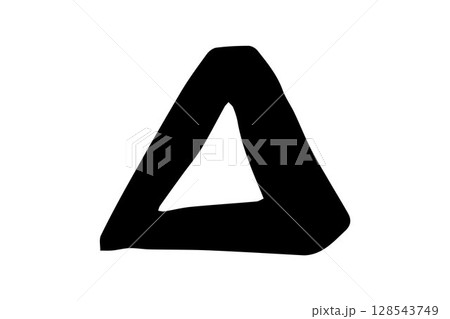 Black stain of paint brush. Triangle frame 128543749