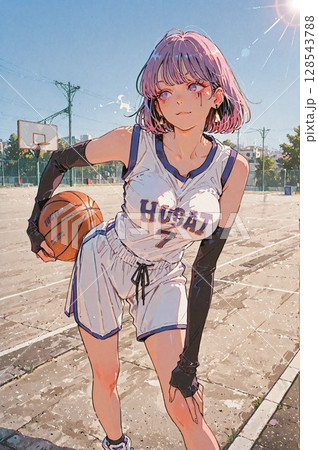 バスケットをする女子 128543788