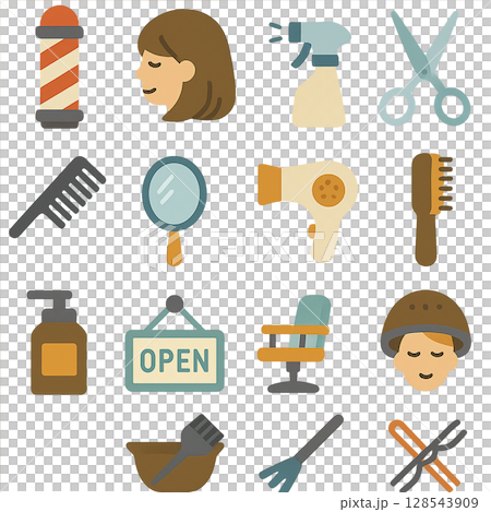 Beauty salon illustration set 128543909