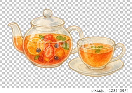 [下午茶時間]水果茶插圖/類型2 128543974