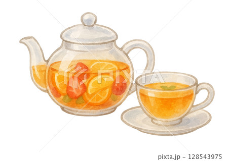 【ティータイム】フルーツティーのイラスト/タイプ3 128543975