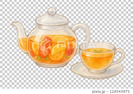 【ティータイム】フルーツティーのイラスト/タイプ3 128543975