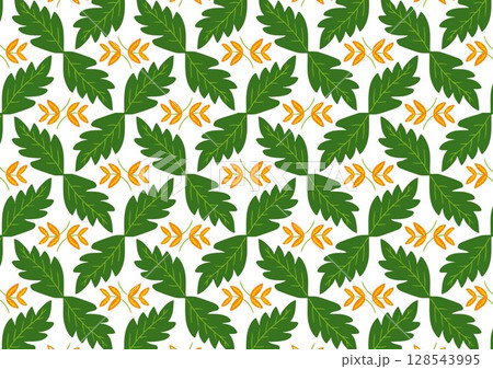 A vibrant pattern of stylized flowers and leaves 128543995