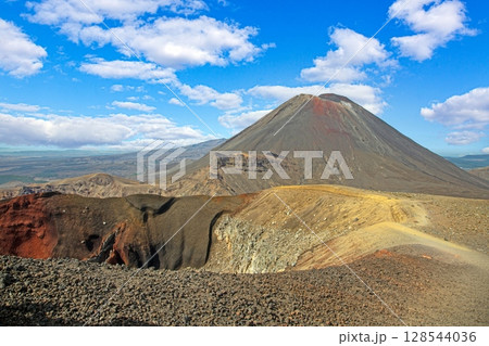 Close up of Mount Ngauruhoe colorful slope Close up of Mount Ngauruhoe colorful slope 128544036