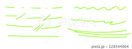 Set of hand-drawn neon yellow-green underlines and accent lines with marker Set of hand-drawn neon yellow-green underlines and accent lines with marker 128544064
