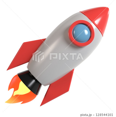 打ち上げられるロケットの3Dイラスト 128544101