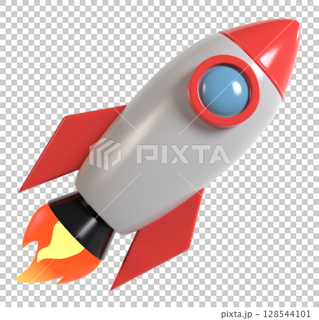 打ち上げられるロケットの3Dイラスト 128544101