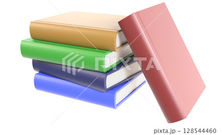 カラフルな本が積み重なった3Dイラストと学習・知識のコンセプト 128544460