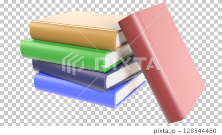 カラフルな本が積み重なった3Dイラストと学習・知識のコンセプト 128544460
