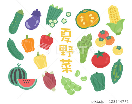 夏野菜 イラストセット 夏野菜 イラストセット 128544772