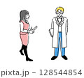 医療従事者の男性と事務員の女性の全身ベクターイラスト 128544854