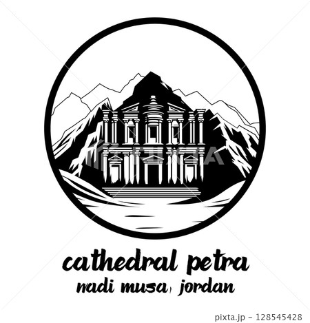 Circle Icon Cathedral Petra. vector illustration 128545428