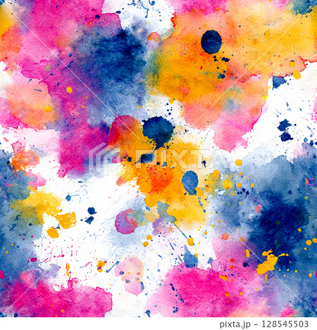 Colorful Watercolor Splatter Seamless Pattern with Abstract Expressive Background 128545503