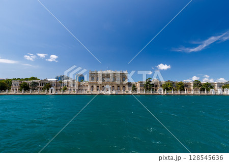 Dolmabahce Palace, seen from the Bosphorus, Istanbul, Turkey 128545636