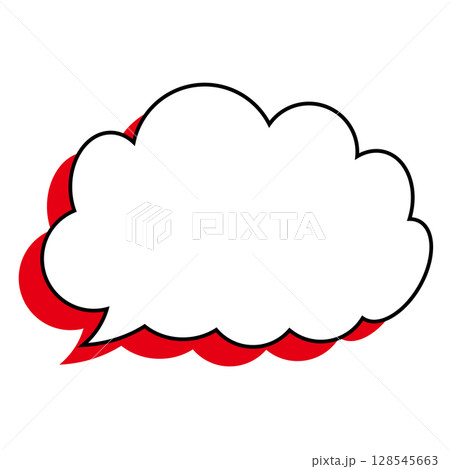 シンプルな吹き出しのイラスト　もこもこ 128545663