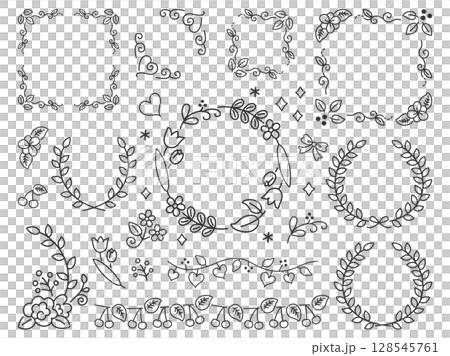Elegant floral frame material set 128545761