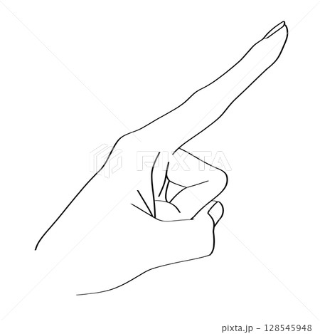 手の線画イラスト「押す」 128545948