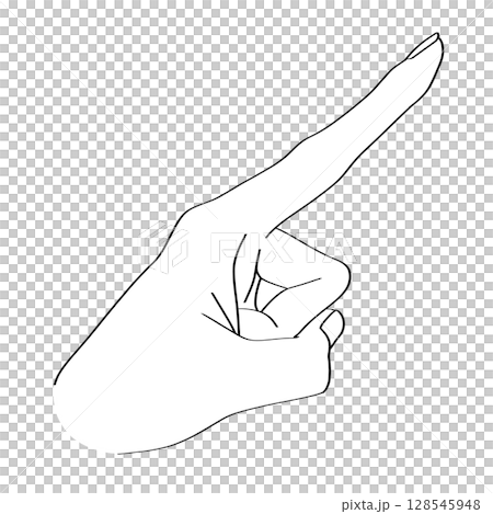 手の線画イラスト「押す」 128545948